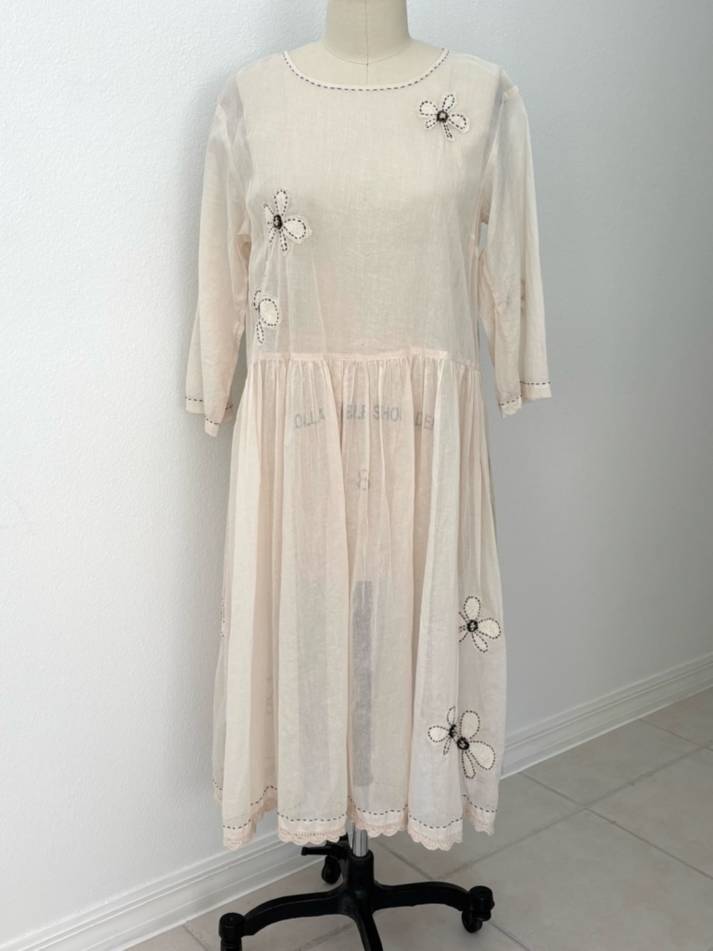 Ewa I Wall Junita Dress NWT Cream Cotton Organdy Hand Embroidered Cottagecore M